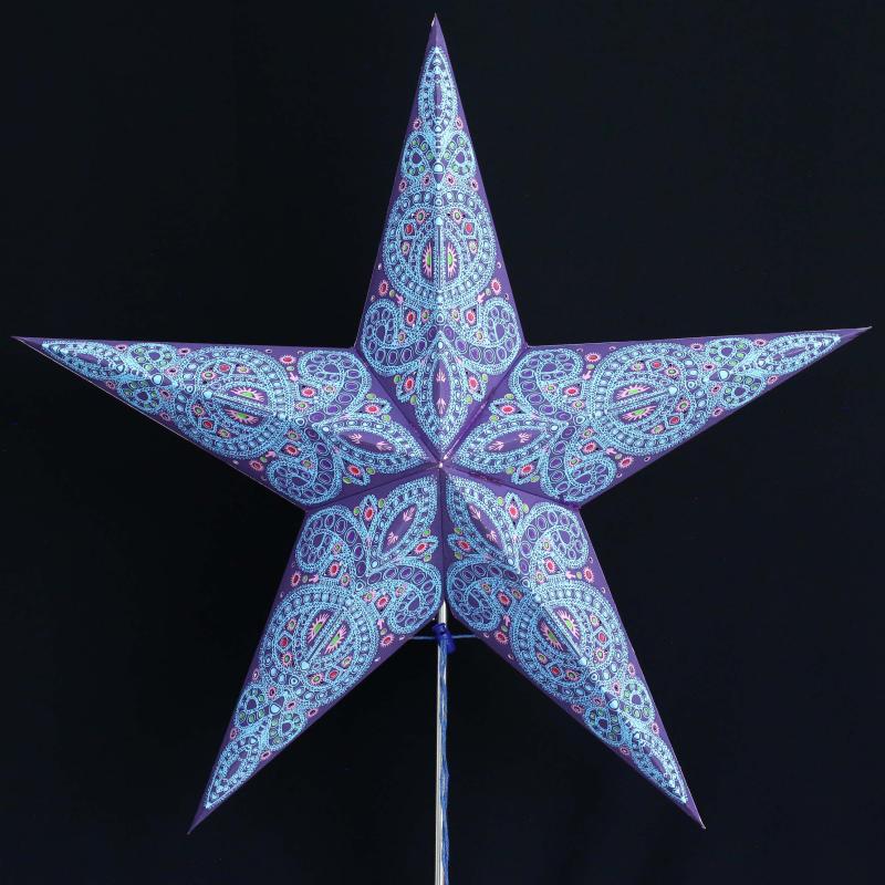 Dunhill Blau  - Faltbarer Leuchtstern, Weihnachtsstern aus Papier mit 5 Zacken, 60 cm